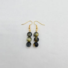 Load image into Gallery viewer, Golden Blue Tigers Eye Earrings
