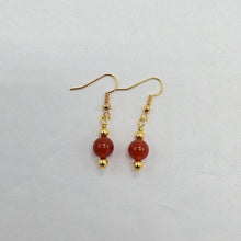 Load image into Gallery viewer, 8mm carnelian bead gold finished brass ear wire