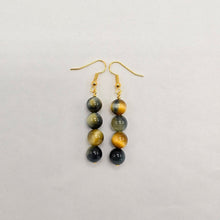 Load image into Gallery viewer, Golden Blue Tigers Eye Earrings