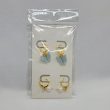 Load image into Gallery viewer, Butterfly and Pearl Huggie Earrings