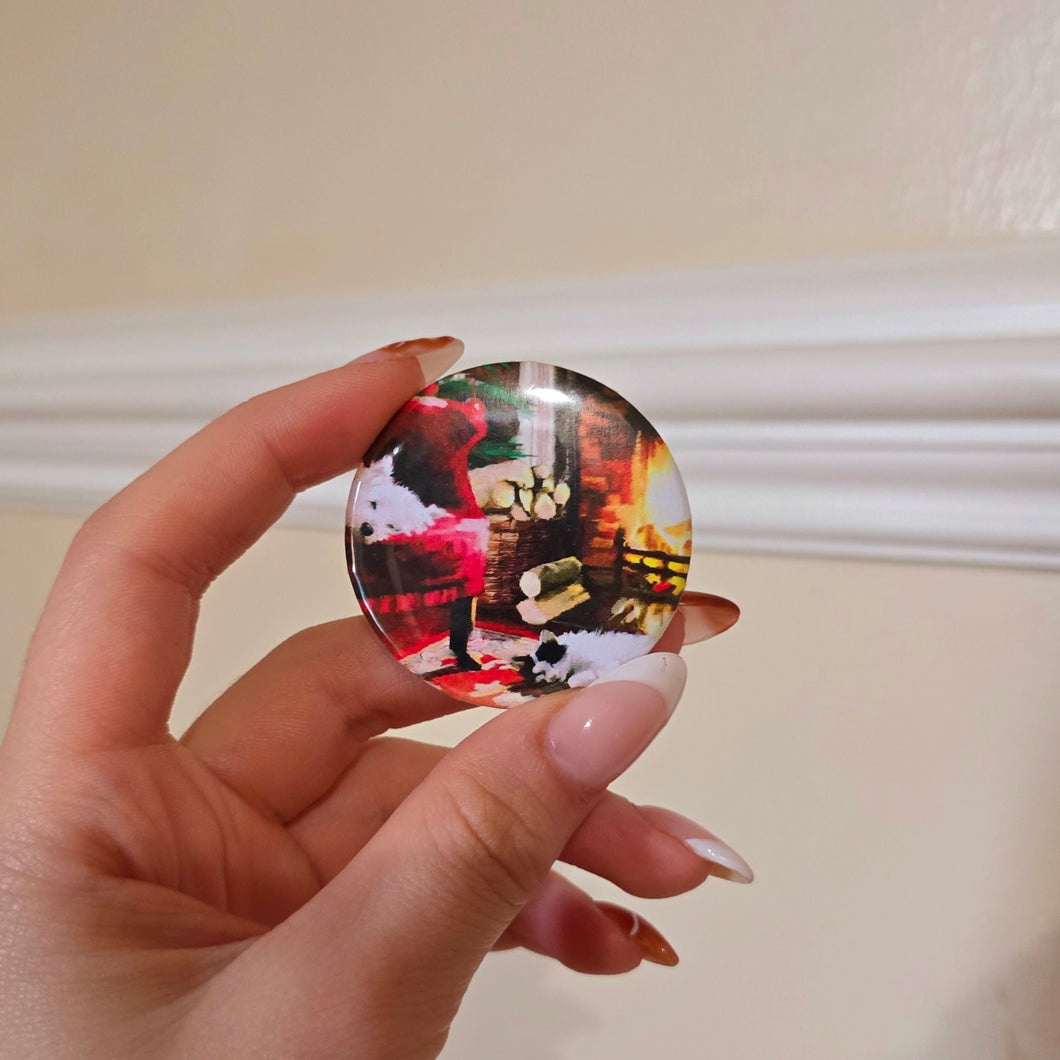 Cozy Christmas Button Pin