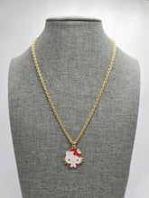 Load image into Gallery viewer, Christmas Kitty Enamel Necklace
