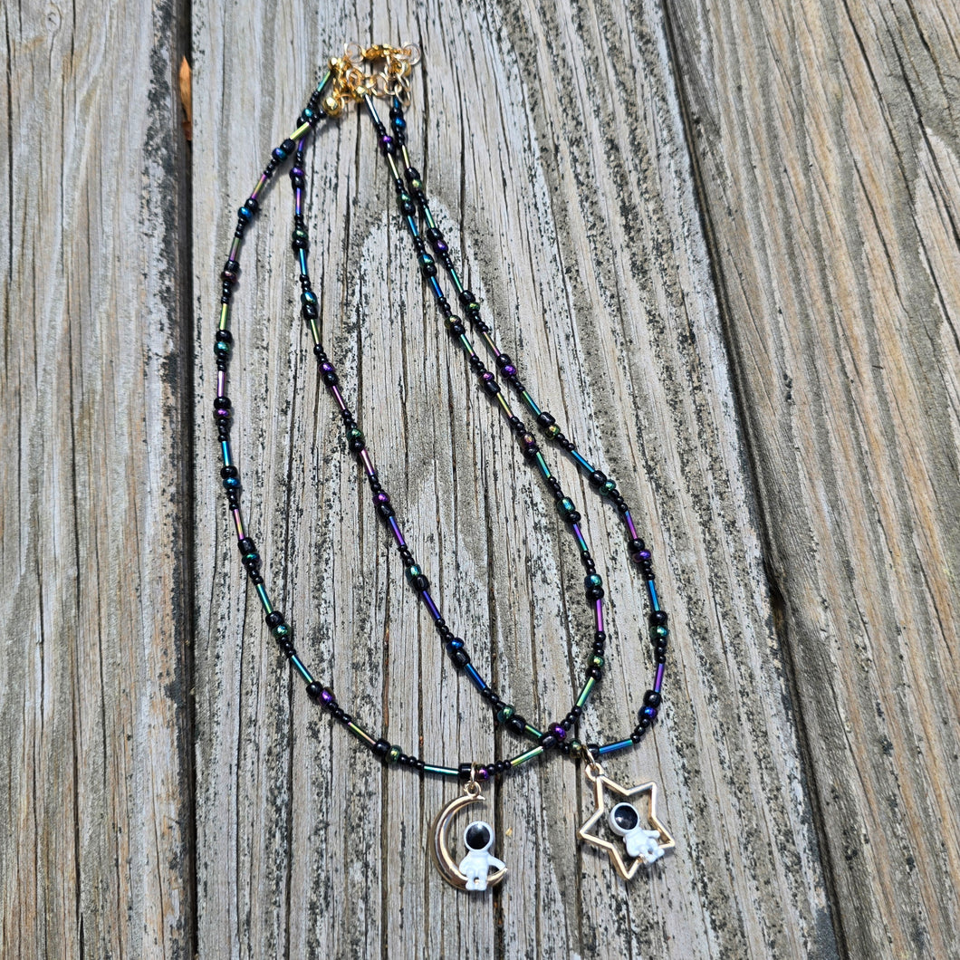 Outer Space Seed Bead Necklace