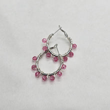 Load image into Gallery viewer, Pink Glass Hoop Earrings
