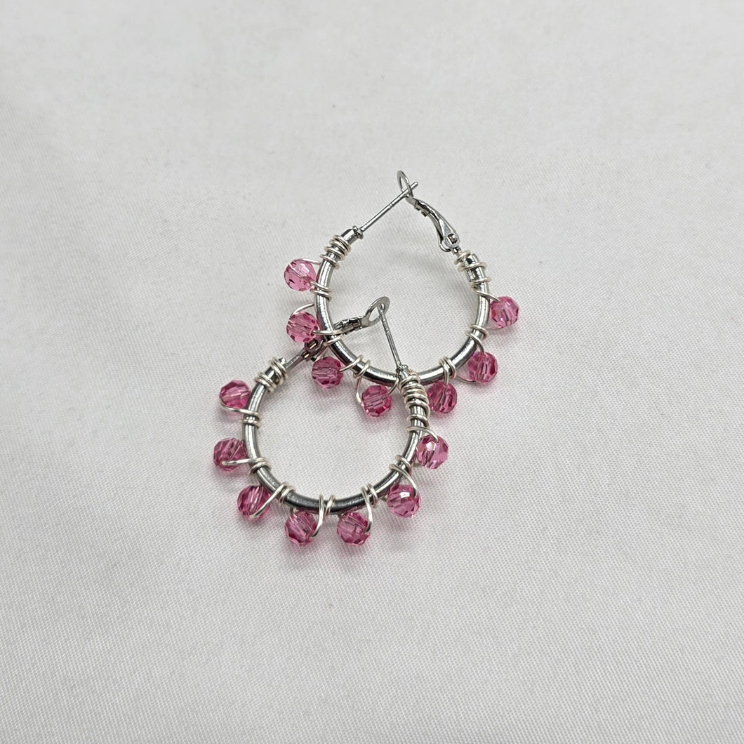 Pink Glass Hoop Earrings
