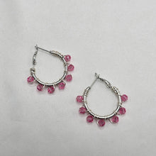 Load image into Gallery viewer, Pink Glass Hoop Earrings
