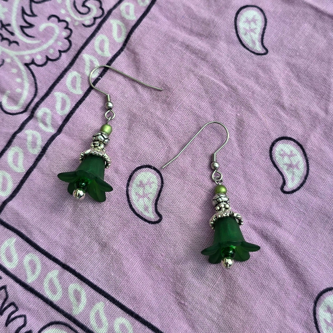 Green Flower Earrings