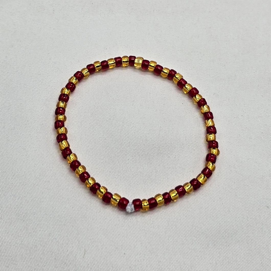 Red and Gold Seed Bead Bracelet