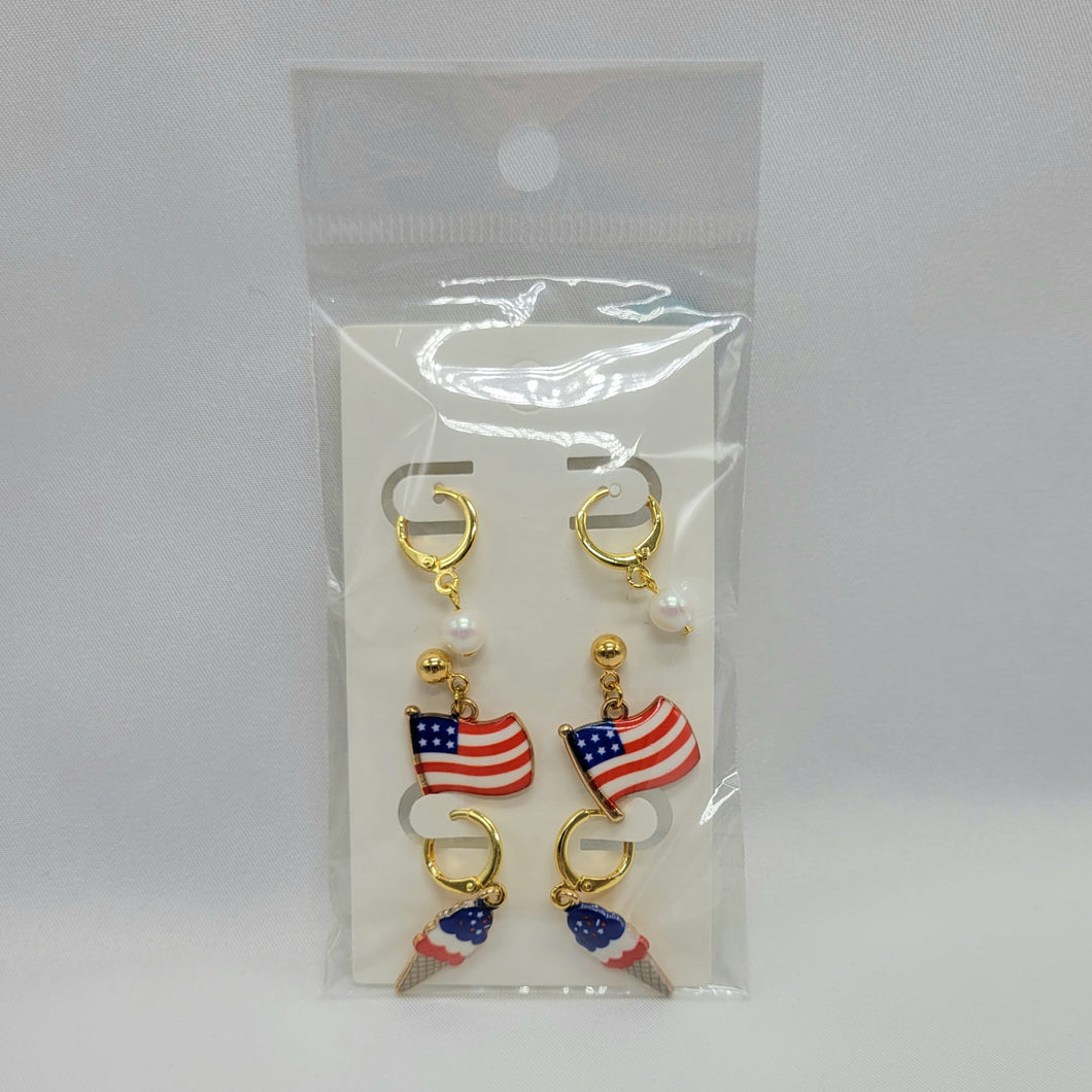 Americana Huggie Earring Set