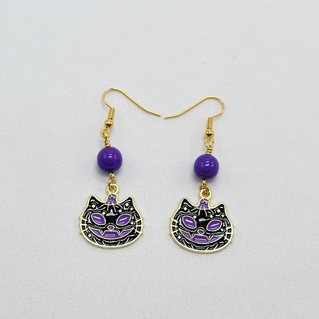 Jack O Lantern Cat Earrings