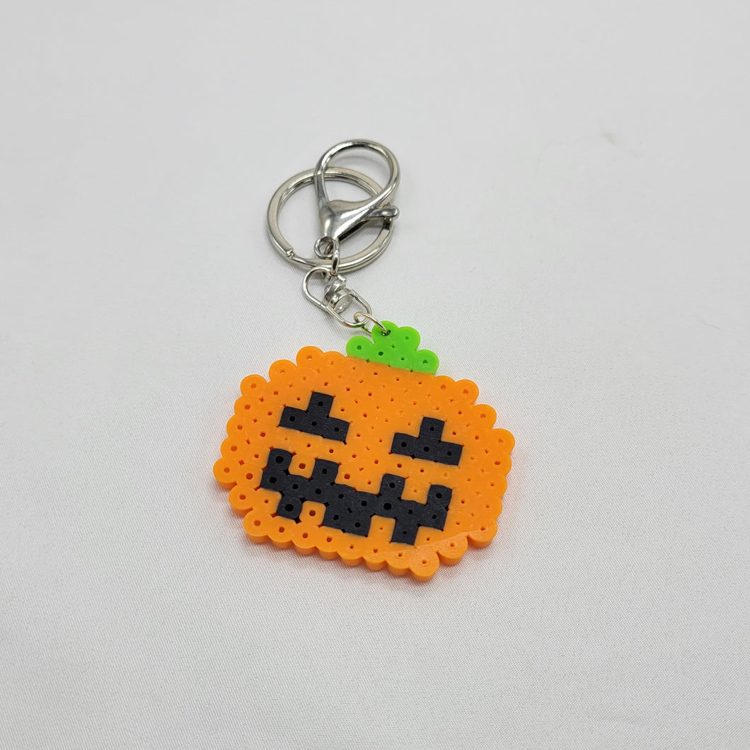 Jack O Lantern Perler Bead Keychain