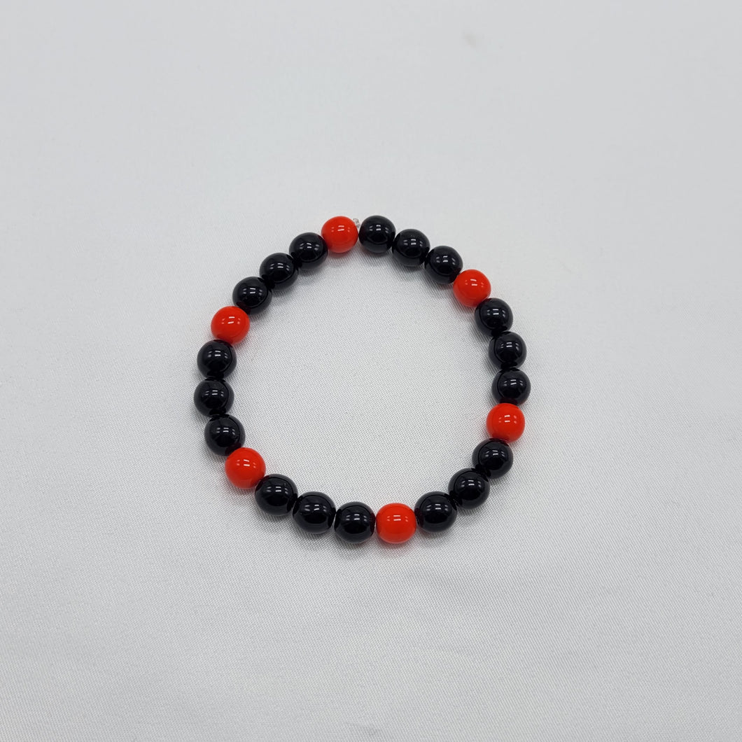Black and Red Druk Bead Bracelet