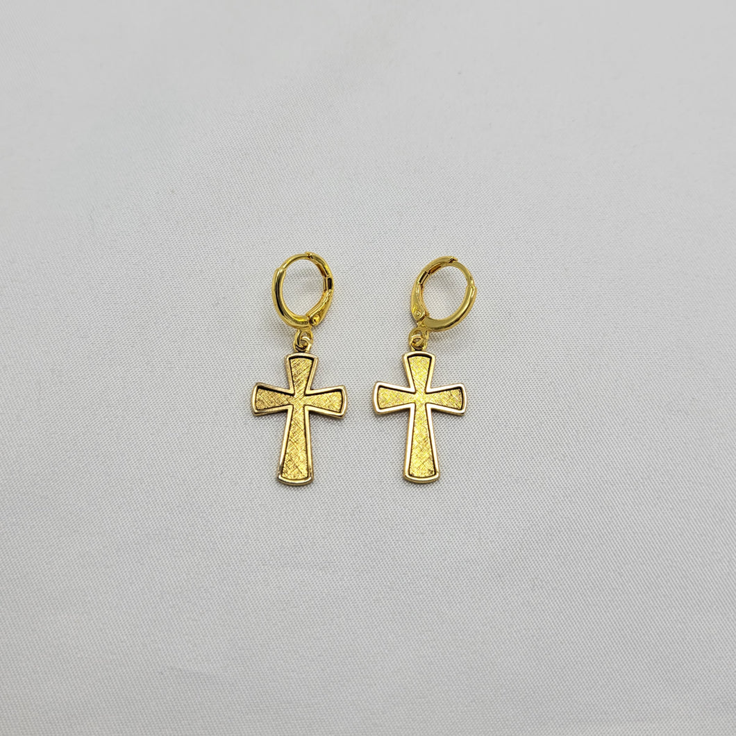 Gold Cross Huggie Earrings