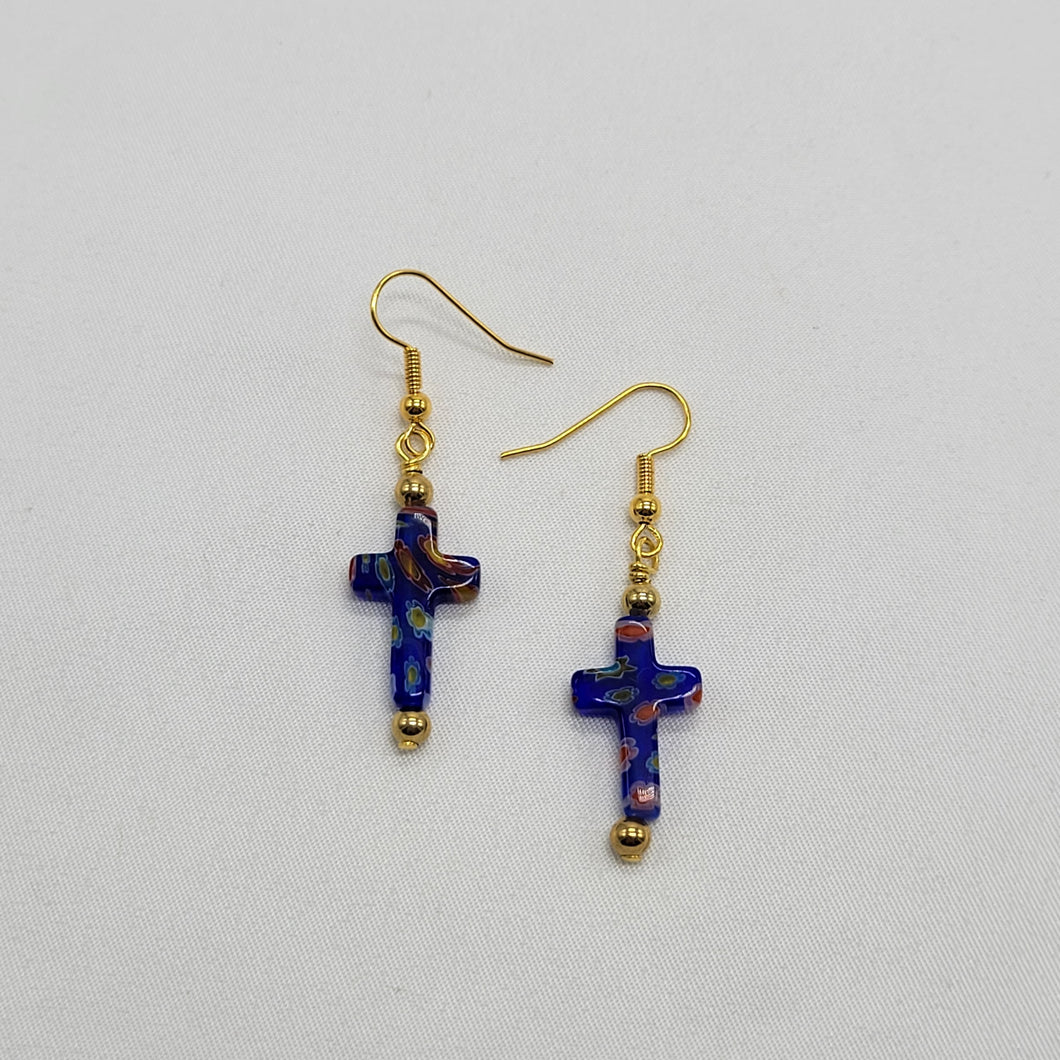 Glass Cross Earrings