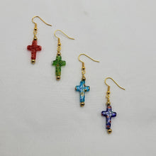 Load image into Gallery viewer, Glass Cross Earrings
