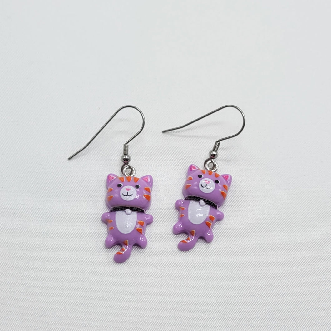 Purple Cat Earrings