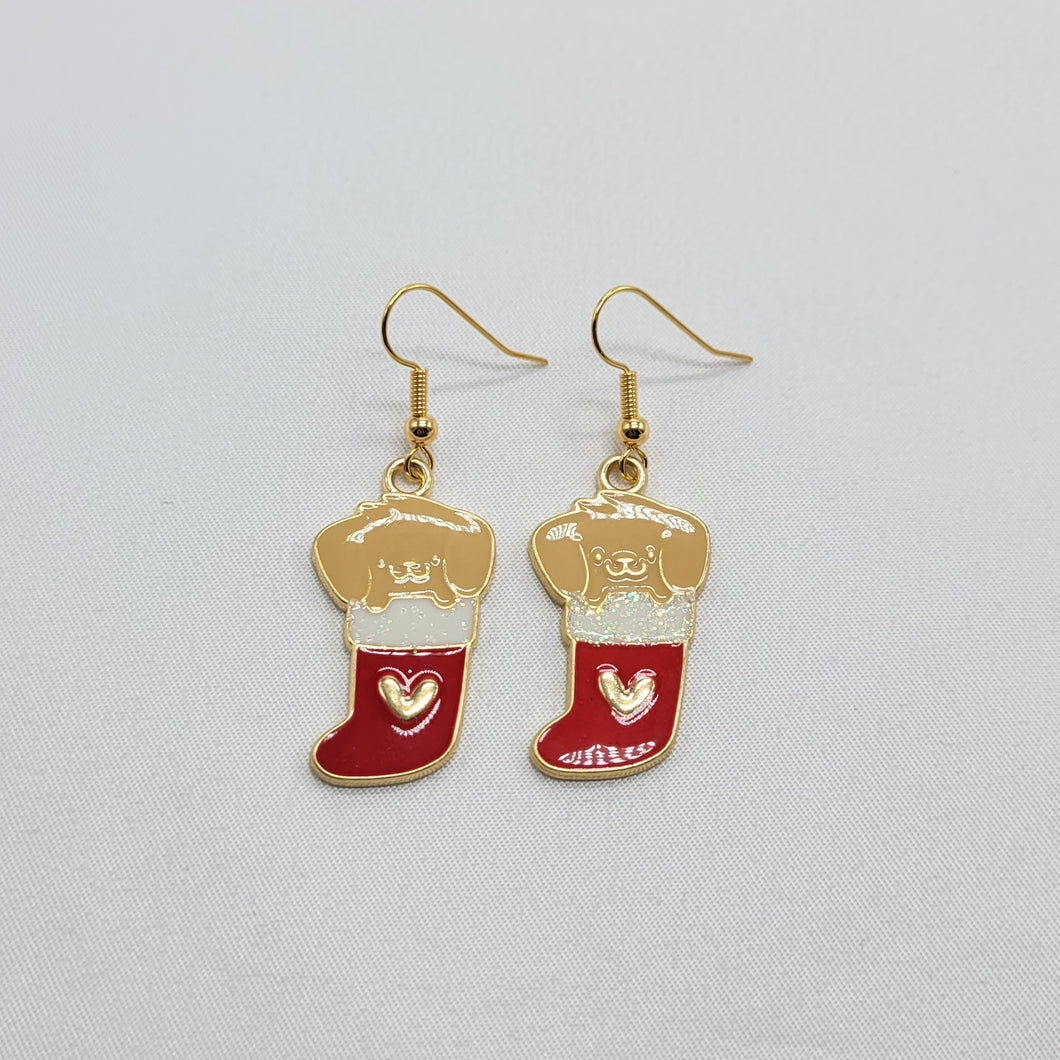 Dog in Stocking Earrings