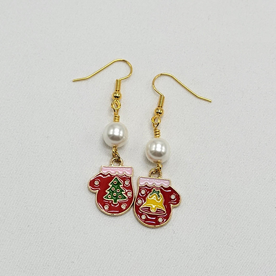 Mittens and Pearls Earrings