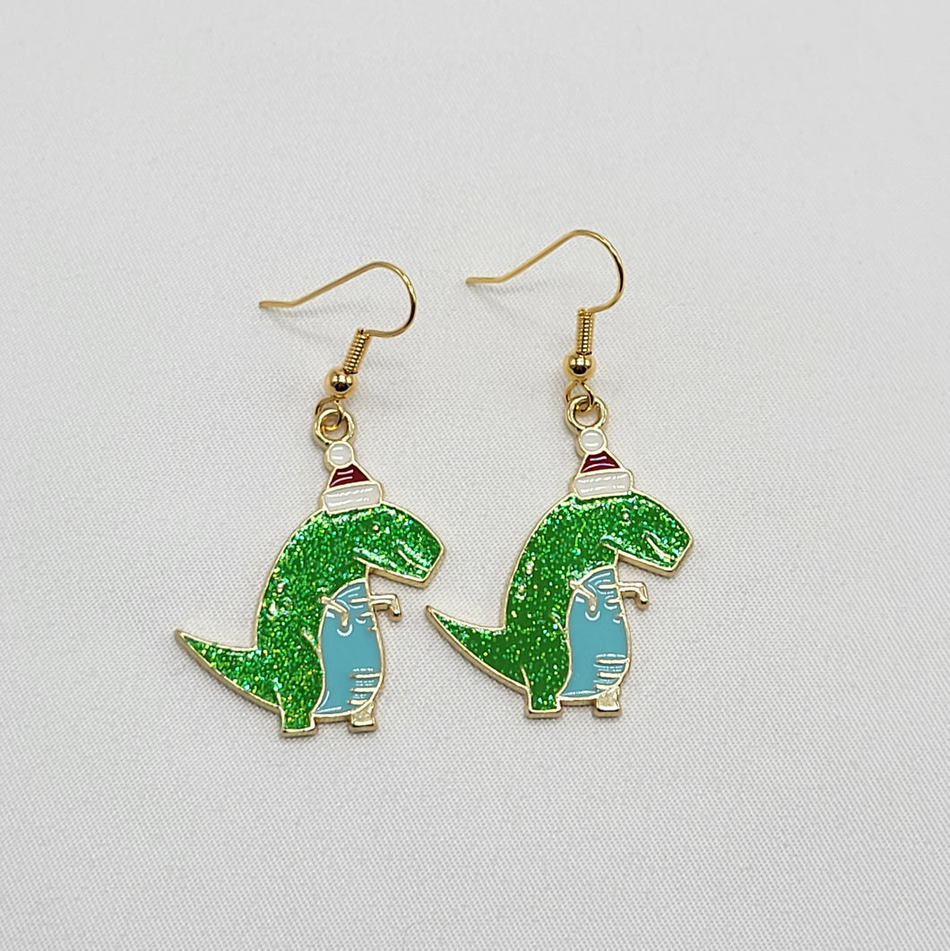 Christmas Dino Earrings