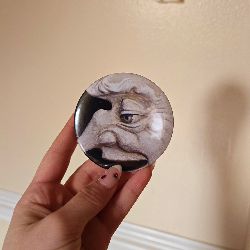 Man in Moon Button Pin