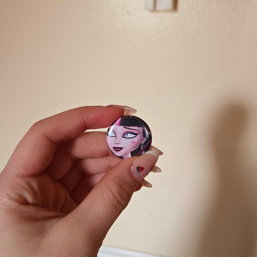 Draculara Button Pin