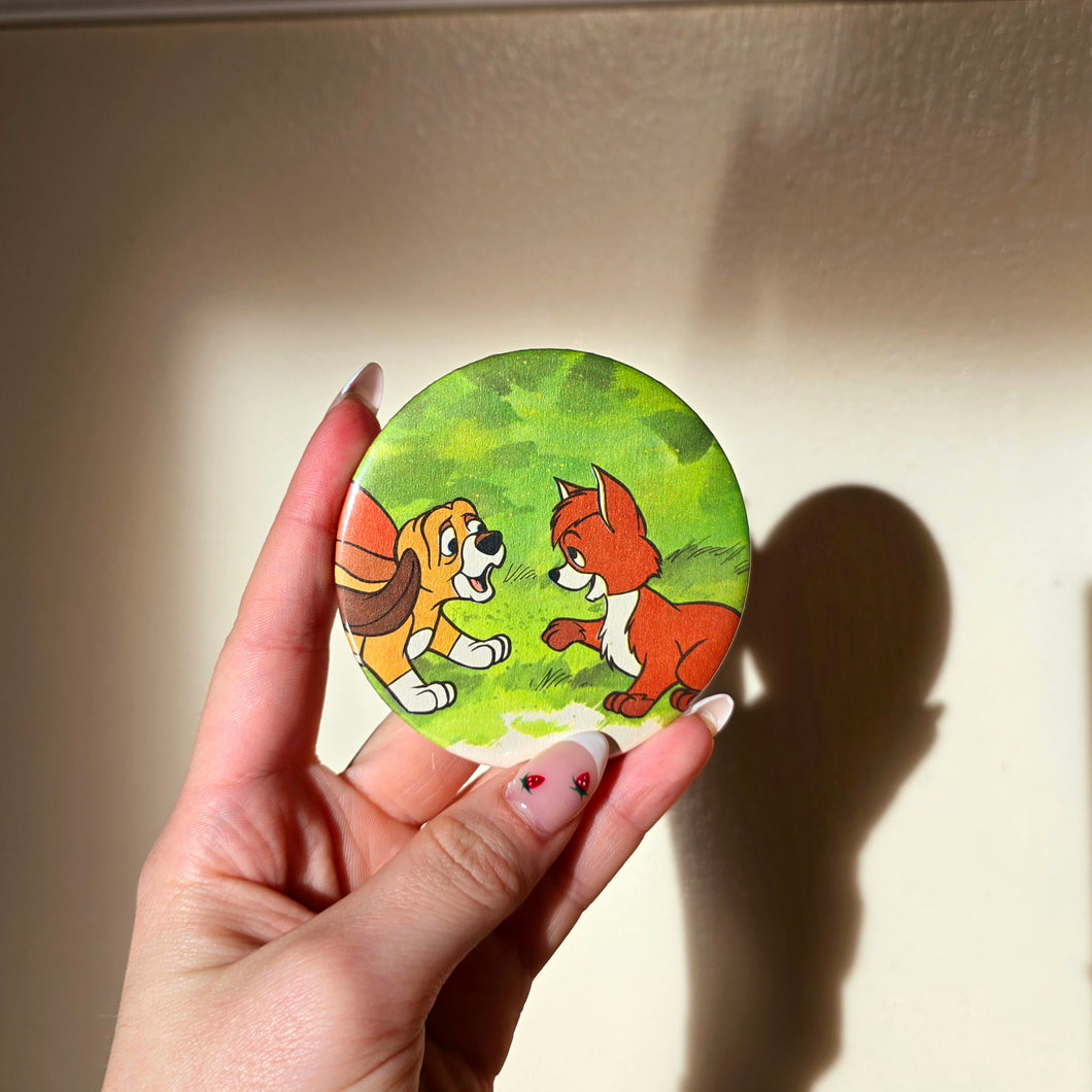 Fox and the Hound Button Pin