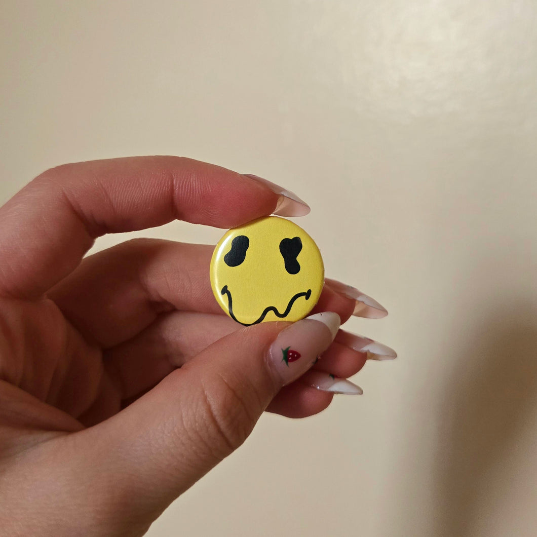 Drippy Smile Button Pin