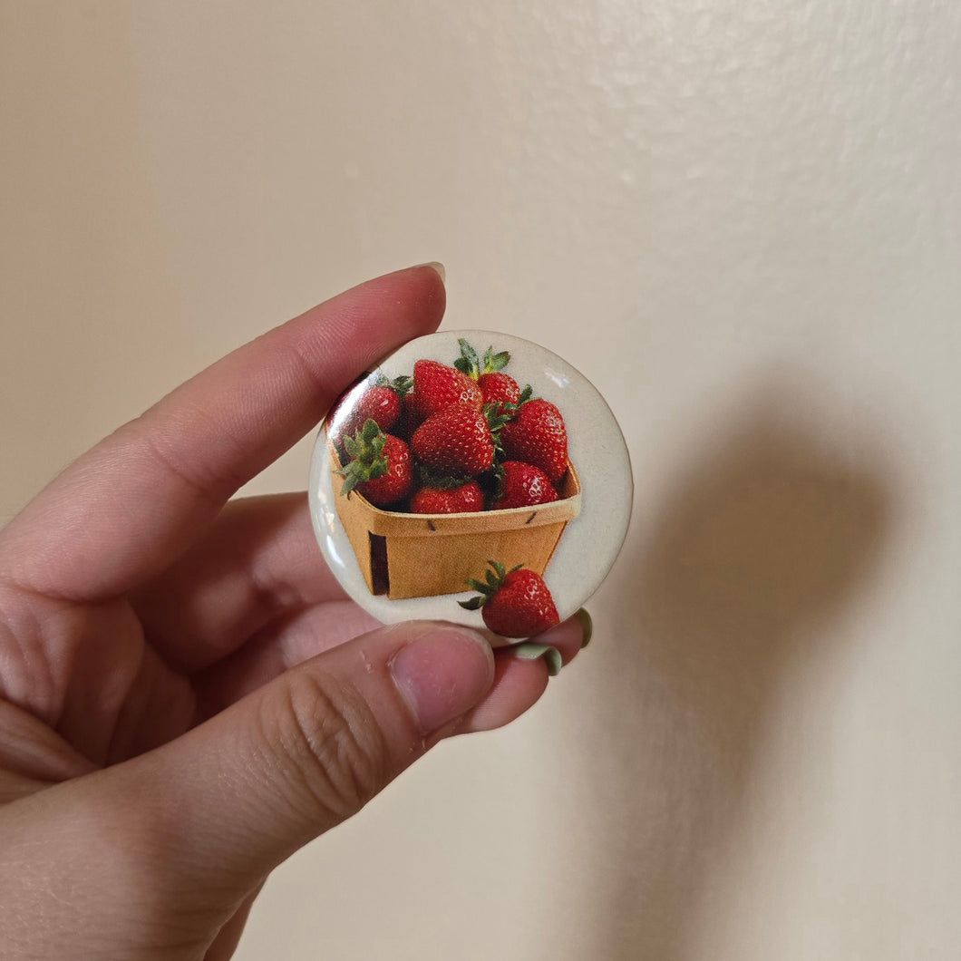Strawberries Button Pin