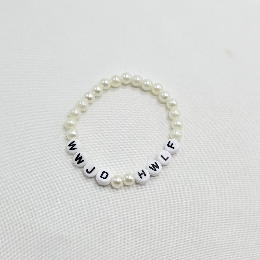 WWJD HWLF Pearl Bracelet