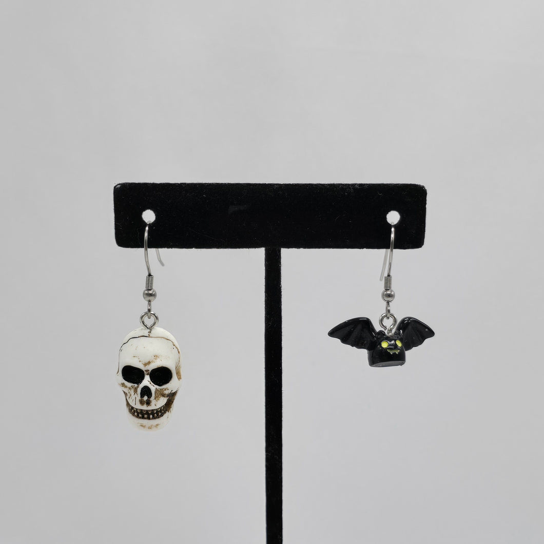 Bat and Skull Earrings