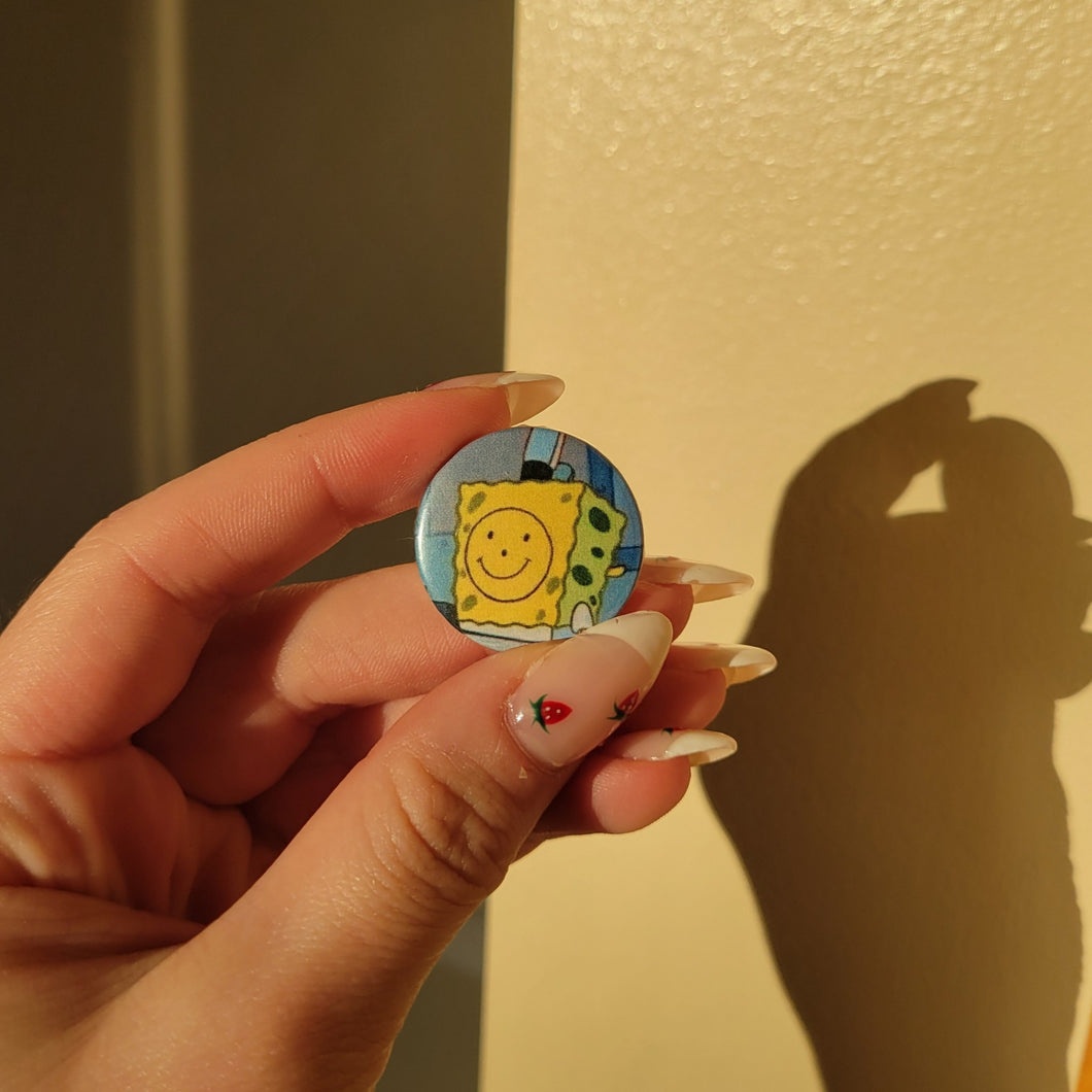 Sad Sponge Button Pin