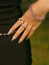 Load image into Gallery viewer, Purple Evil Eye Adjustable Ring

