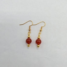 Load image into Gallery viewer, 8mm carnelian bead gold finished brass ear wire
