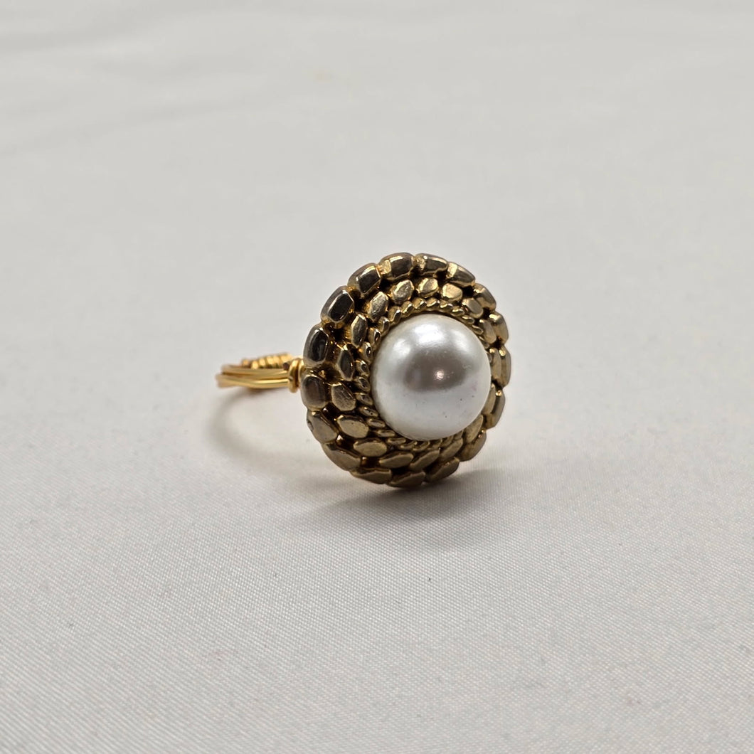 Pearl Button Ring