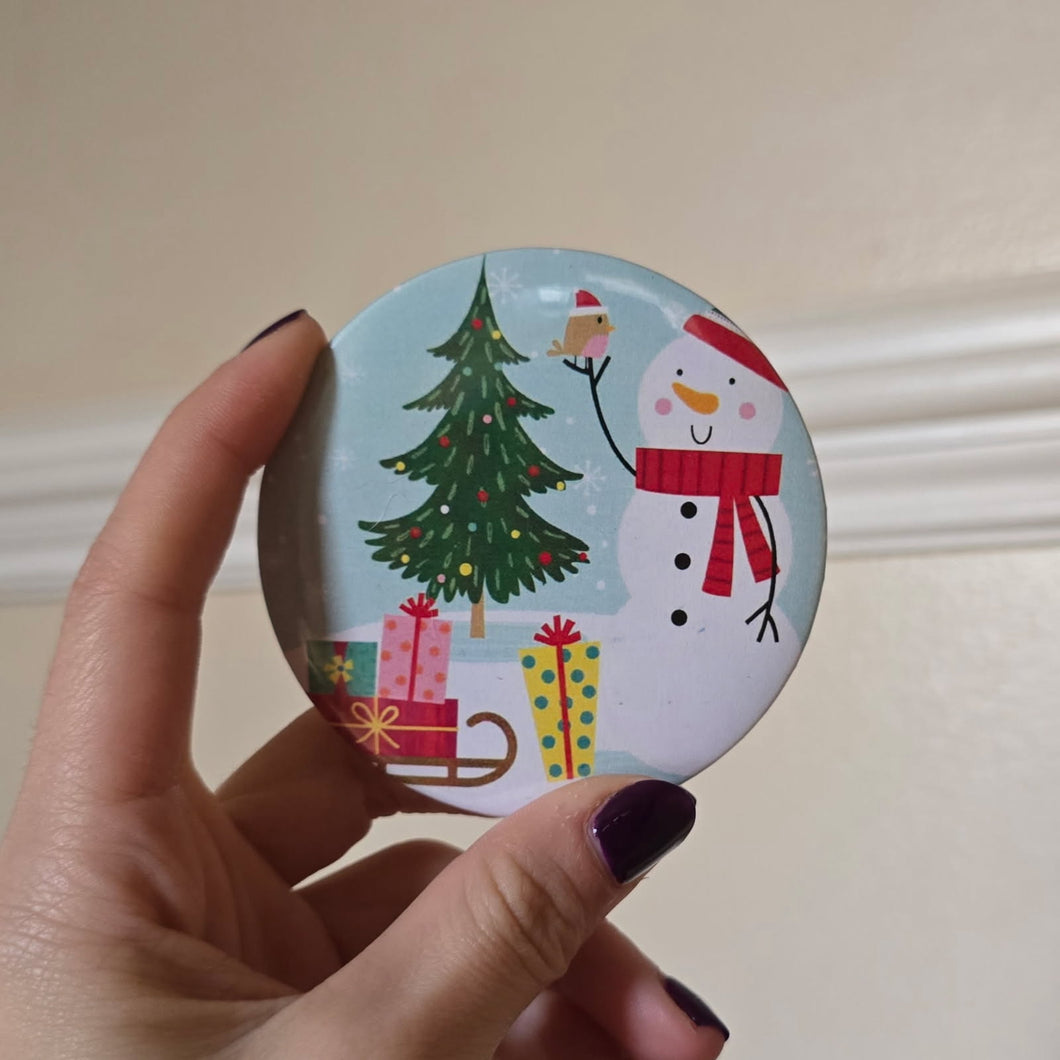 Snowman Button Pin