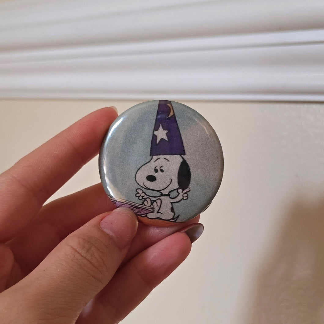 Wizard Dog Button Pin