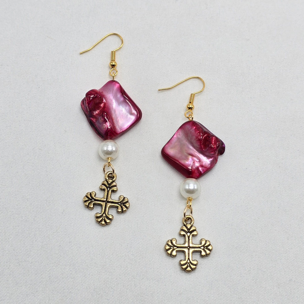 Cross and Shell Earrings