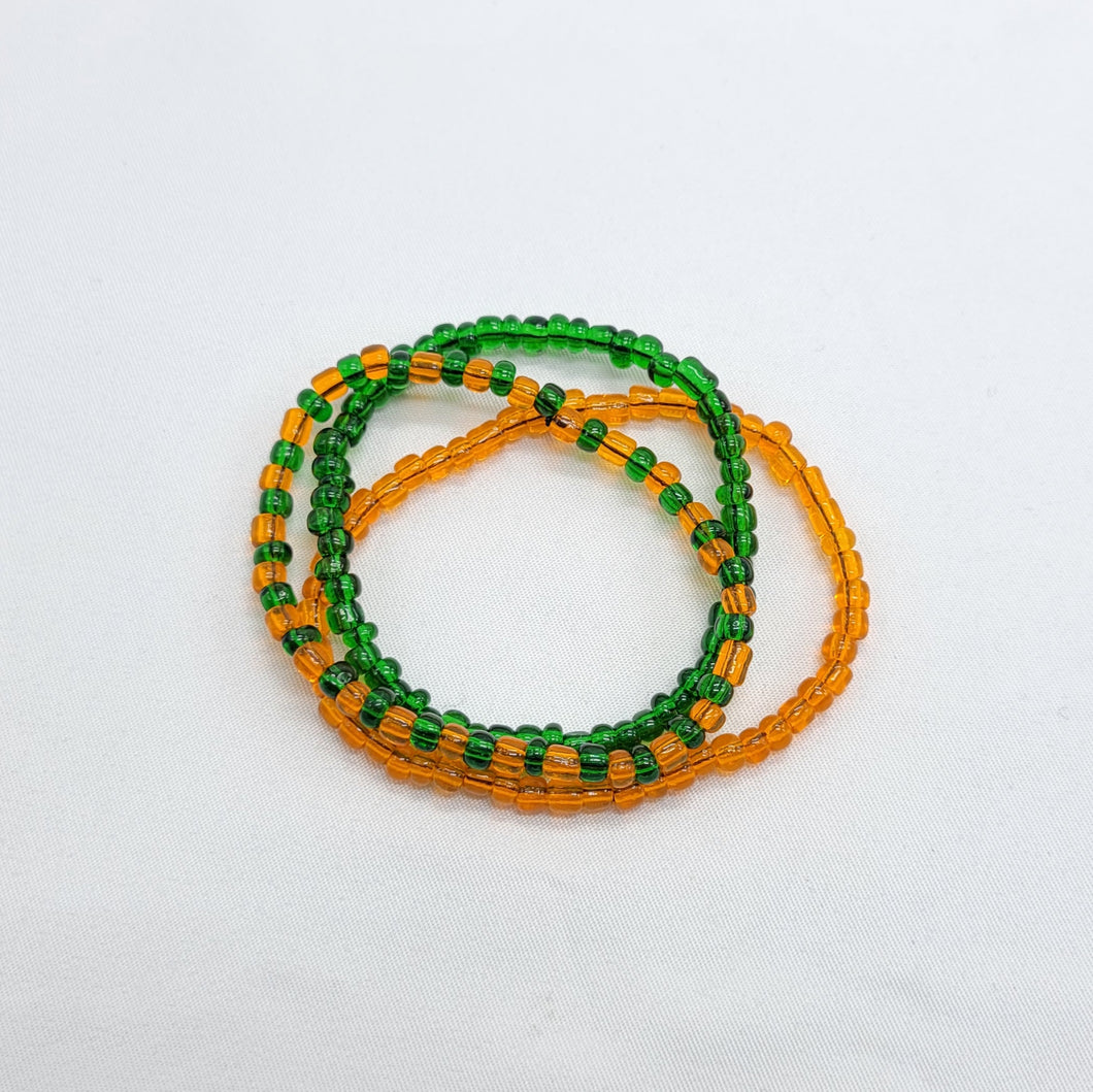 Green and Orange Bracelet Stack