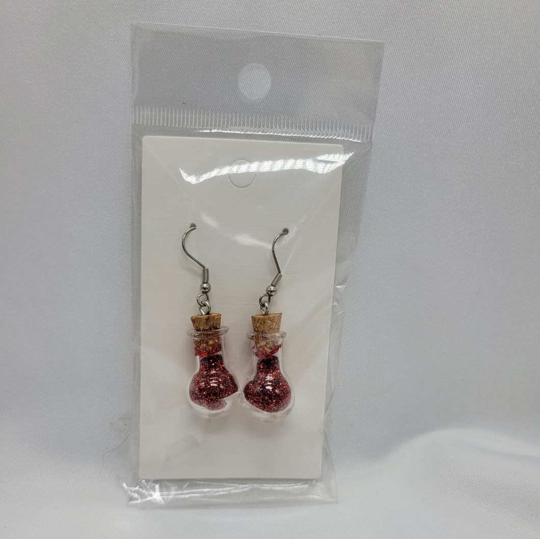 Red Glitter Earrings