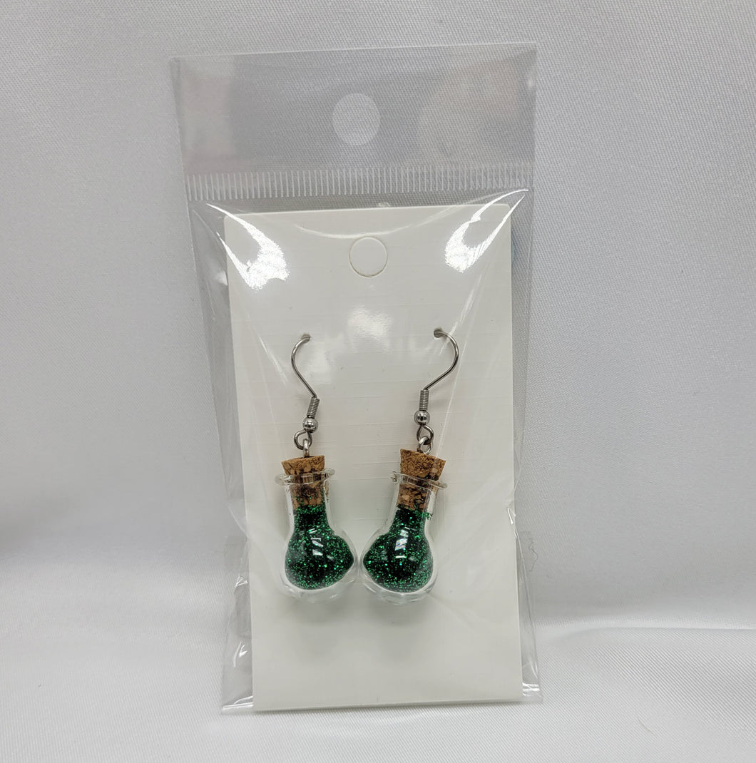 Green Glitter Earrings