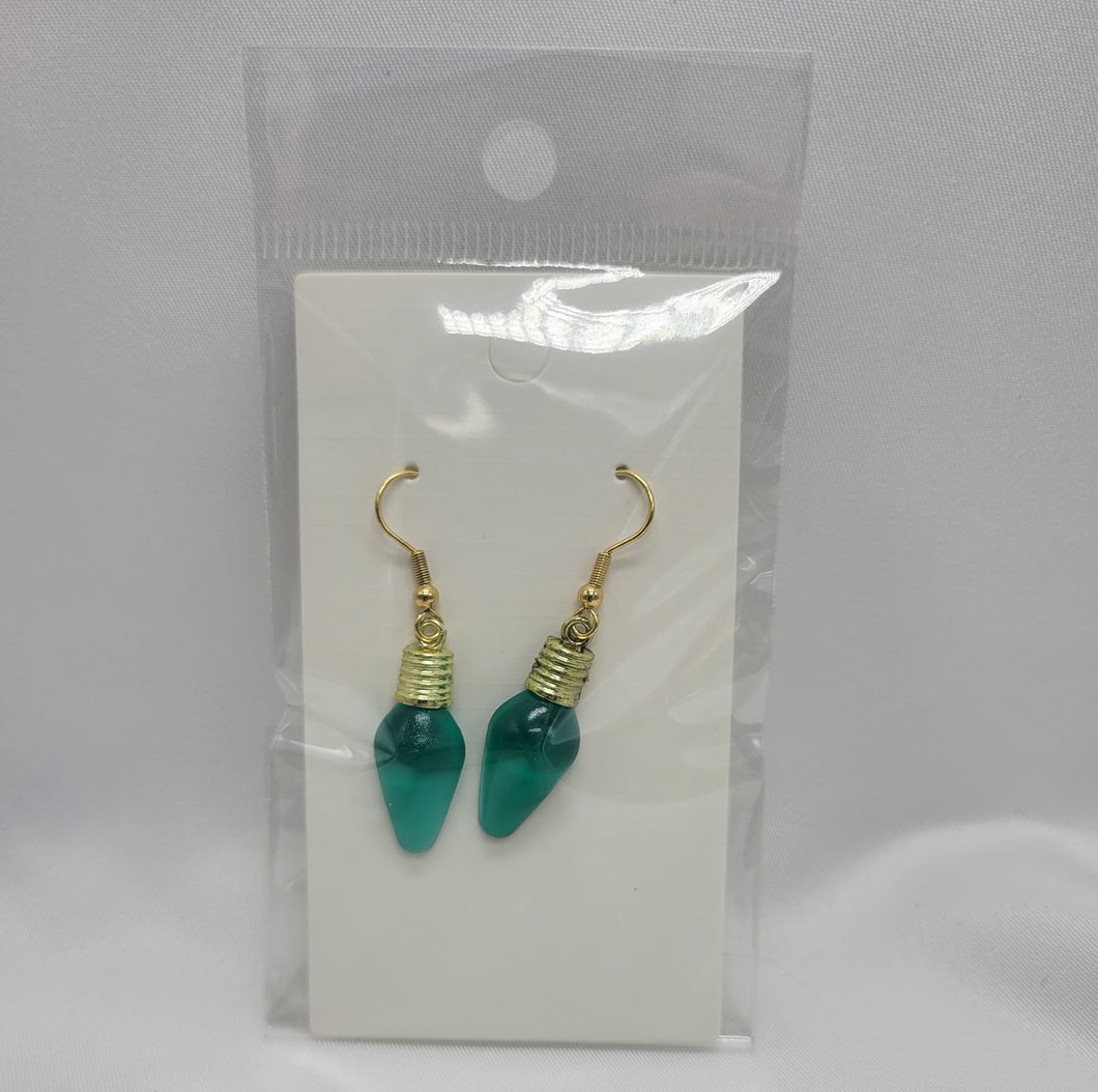 Green Christmas Light Earrings