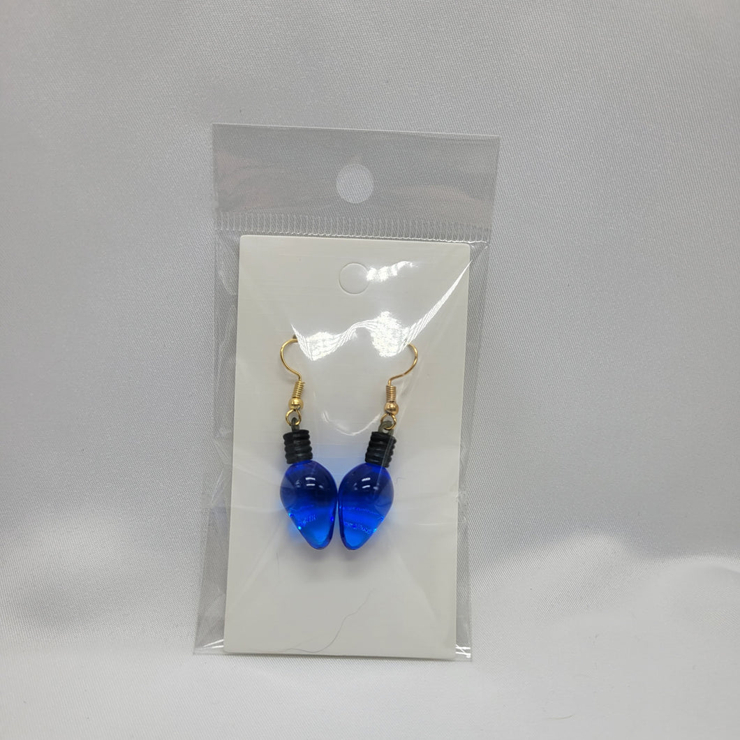 Blue Christmas Light Earrings