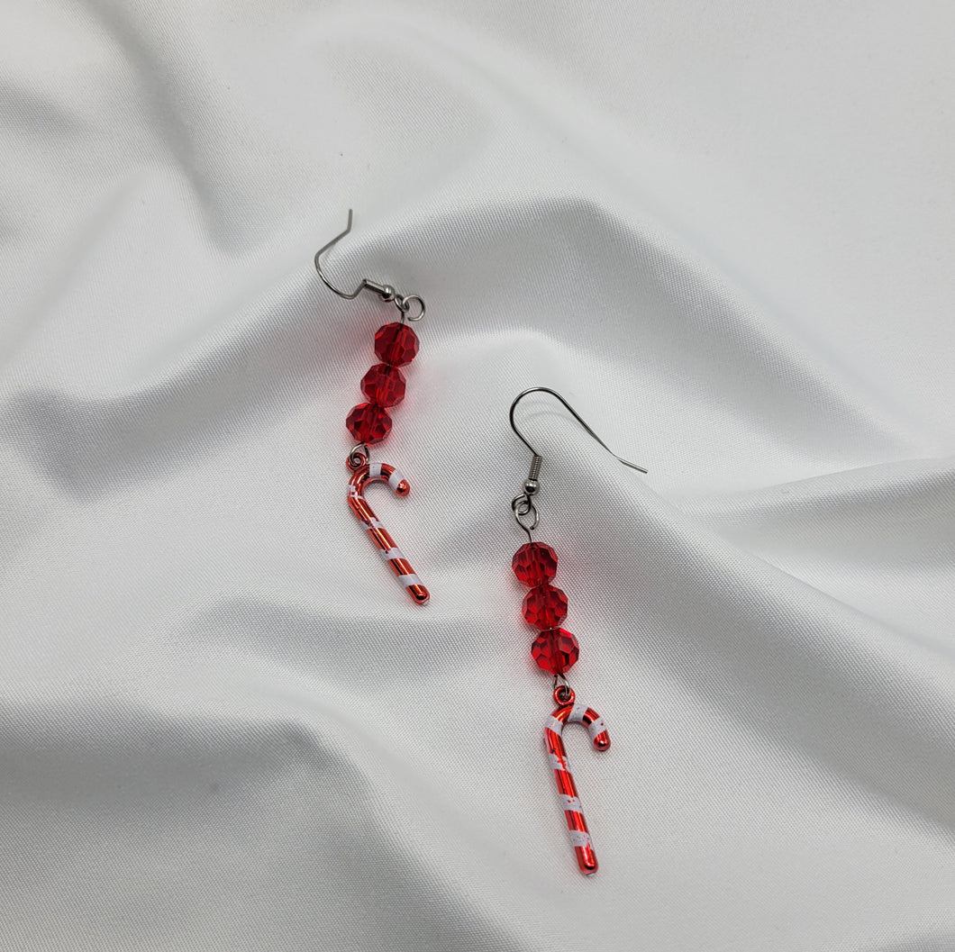 Beads and Candy Canes Earrings