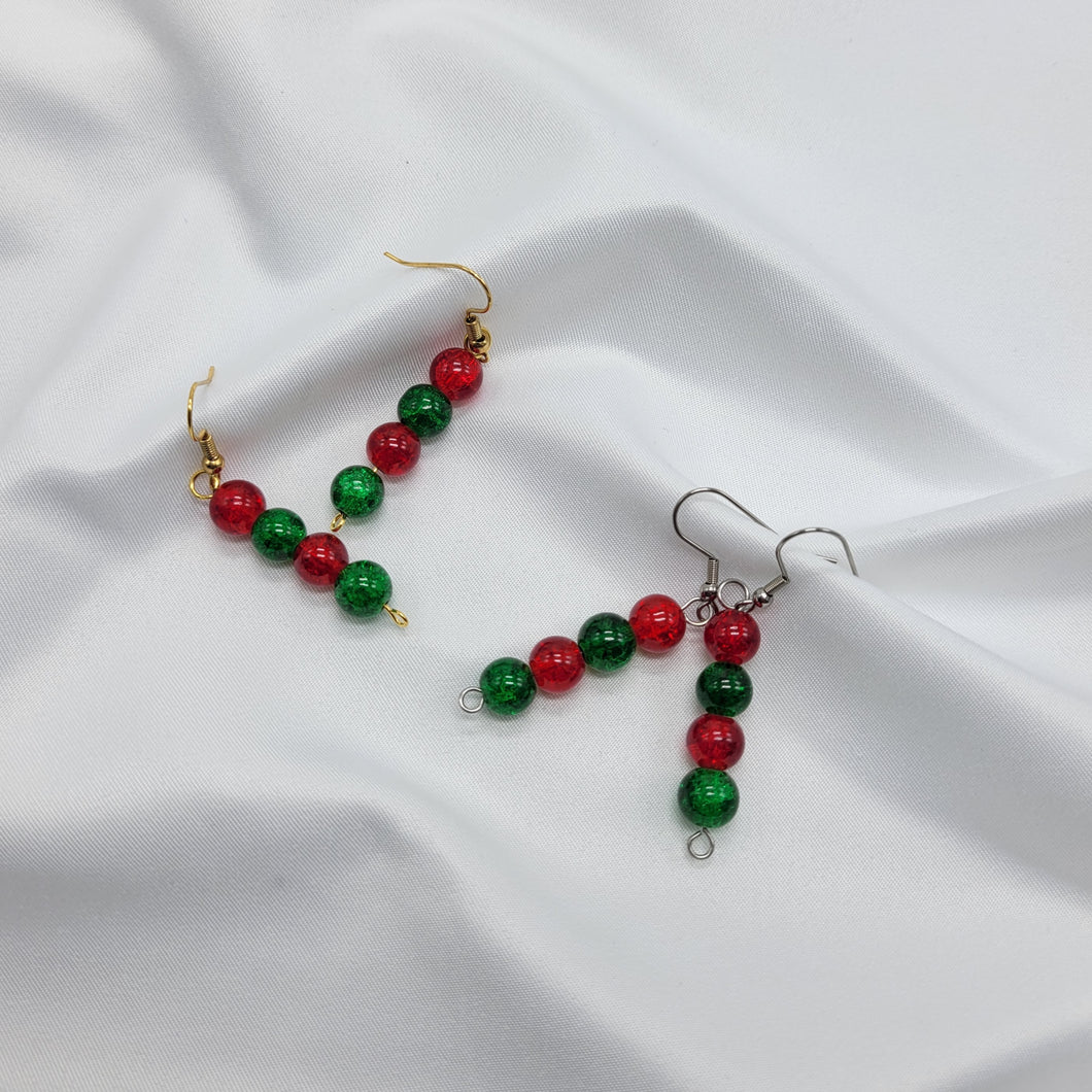 Crackle Glass Christmas Earrings