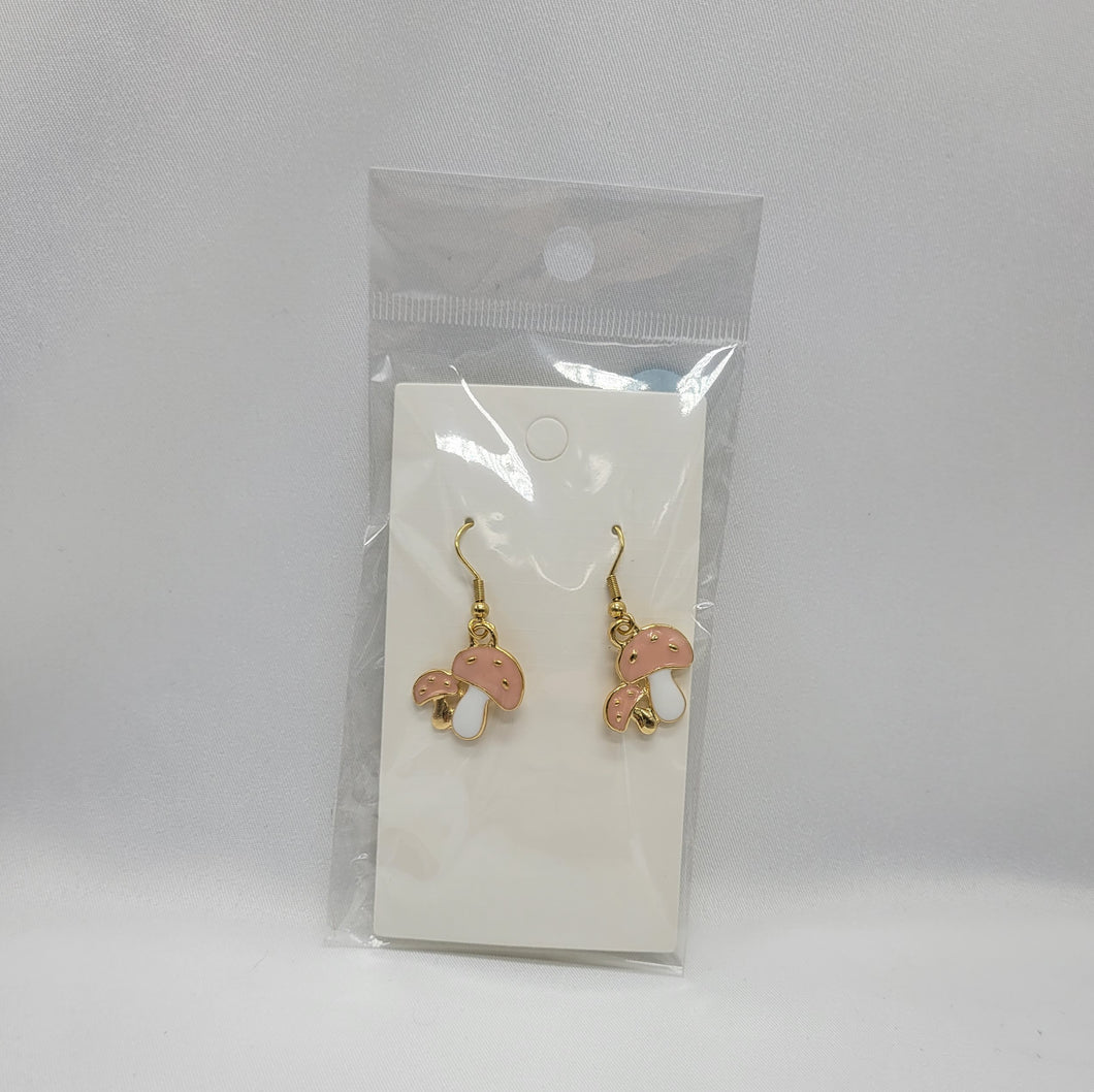 Pink Mushroom Earrings