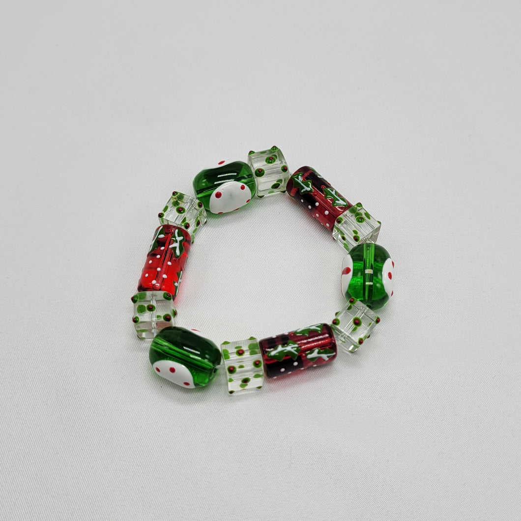 Christmas Glass Bead Bracelet