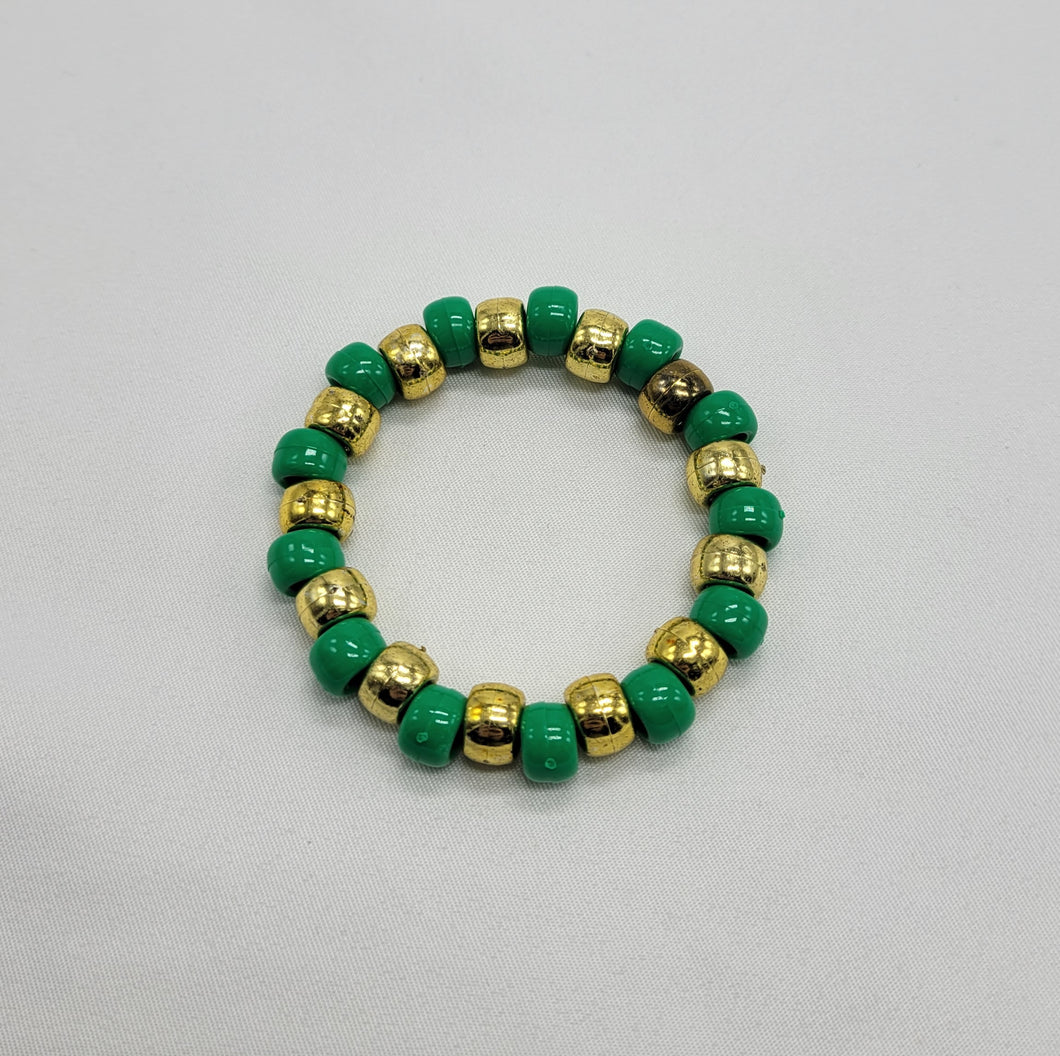 Green and Gold Kandi Bracelet