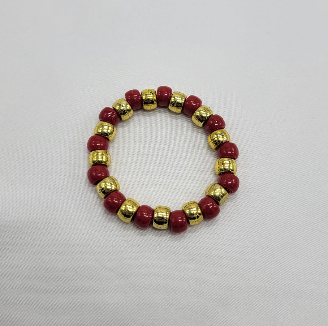 Gold and Red Kandi Bracelet