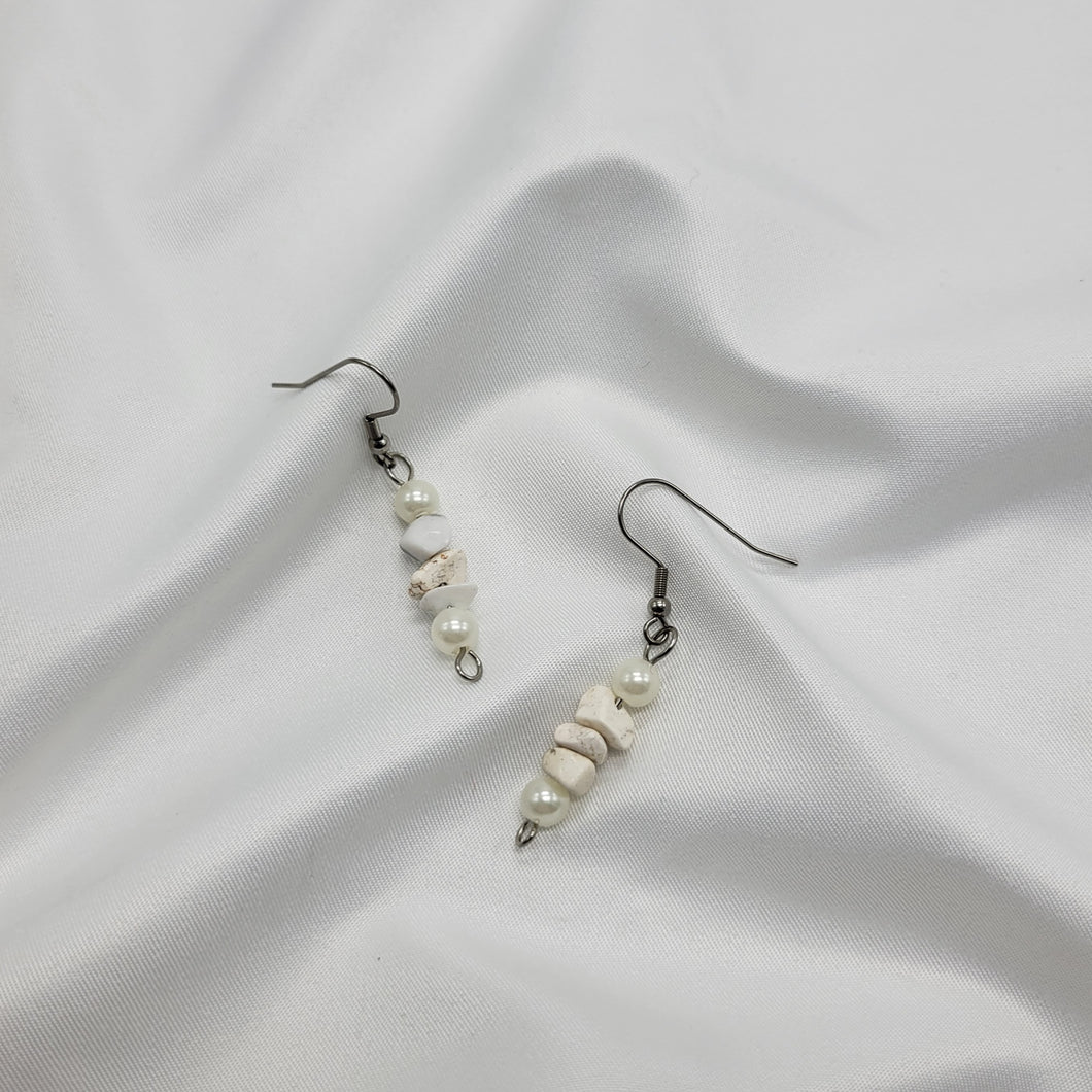 Howlite and Pearl Earrings (Clip and Pierced)