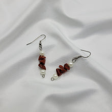 Load image into Gallery viewer, Jasper and Pearl Earrings (Clip and Pierced)
